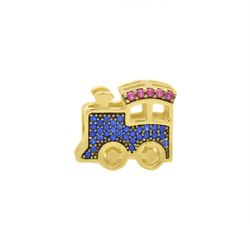 Berloque de Ouro 18k Trem com Zircônias - 103597 - Fábrica do Ouro