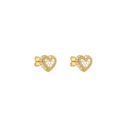 Brinco De Ouro 18k Hearts Glow - 103732 - Fábrica do Ouro ®️