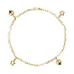 Pulseira De Ouro 18k Corações e Estrelas Com 19cm ... - FÁBRICA DO OURO - ATACADO