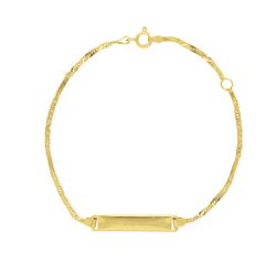 Pulseira Infantil De Ouro 18k Singapura De Placa C... - Fábrica do Ouro ®️