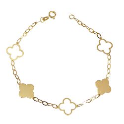 Pulseira De Ouro 18k Trevo 4 Folhas Com 19Cm - 103... - Fábrica do Ouro ®️