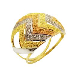 Anel De Ouro 18k Zig Zag Tricolor - 100404 - Fábrica do Ouro ®️