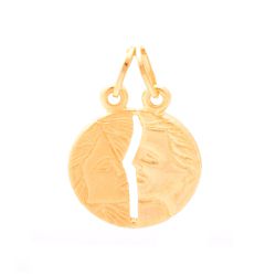 Pingente De Ouro 18k Cara Metade De 15mm - 101653 - Fábrica do Ouro ®️