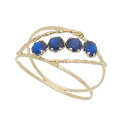 Anel Infantil De Ouro 18k Zircônias Azuis - 101717 - Fábrica do Ouro ®️