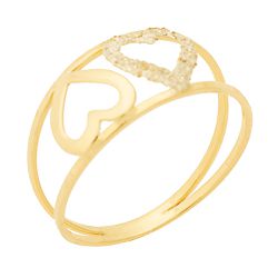Anel Infantil De Ouro 18k Coração Duplo - 101630 - Fábrica do Ouro ®️