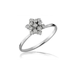 Anel De Ouro Branco 18k Chuveiro Estrela Com Diama... - Fábrica do Ouro ®️