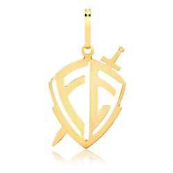 Pingente De Ouro 18k Escudo De Fé Grande - 101996 - Fábrica do Ouro ®️
