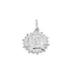 Pingente De Ouro Branco 18k Sol De 27mm - 101149 - Fábrica do Ouro ®️