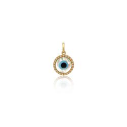 Pingente De Ouro 18k Olho Grego De 8mm Com Zircôni... - Fábrica do Ouro ®️