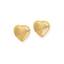 Brinco De Ouro 18k Coração Com Zircônias - 101577... - Fábrica do Ouro ®️