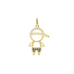 Pingente De Ouro 18k Menino Short Zircônias Azul -... - Fábrica do Ouro ®️
