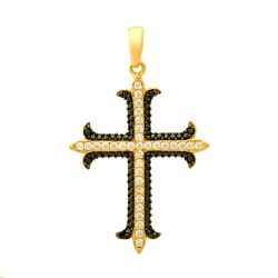 Pingente De Ouro 18k Cruz Com Zircônias - 101646 - Fábrica do Ouro ®️