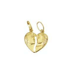 Pingente De Ouro 18k Cara Metade Coração De 12mm -... - Fábrica do Ouro ®️