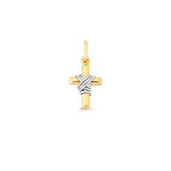 Pingente De Ouro 18k Cruz Com Fio Branco De 12mm -... - Fábrica do Ouro ®️