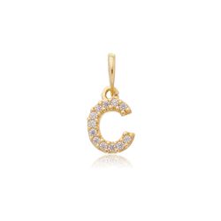 Pingente de Ouro 18k Letra C Com Zircônias - 1034... - Fábrica do Ouro ®️