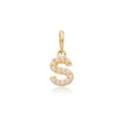 Pingente de Ouro 18k Letra S Com Zircônias - 10351... - Fábrica do Ouro ®️