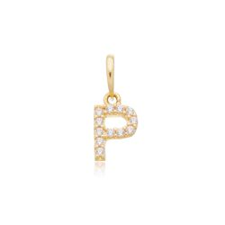 Pingente de Ouro 18k Letra P Com Zircônias - 10350... - Fábrica do Ouro ®️