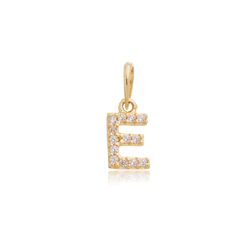 Pingente de Ouro 18k Letra E Com Zircônias - 10345... - Fábrica do Ouro ®️