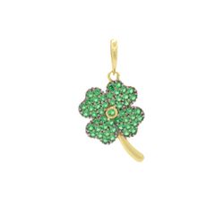 Pingente De Ouro 18k Trevo com Zircônia - 103086 - Fábrica do Ouro ®️