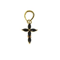 Pingente De Ouro 18k Cruz Com Zircônias Pretas - 1... - FÁBRICA DO OURO - ATACADO