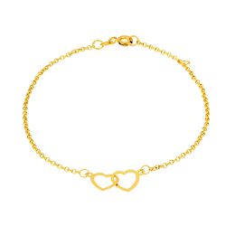 Pulseira De Ouro 18k Elo Português Dois Corações C... - Fábrica do Ouro ®️