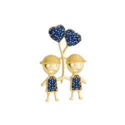 Pingente De Ouro 18k Menino Irmãos Balão de Coraçã... - Fábrica do Ouro ®️
