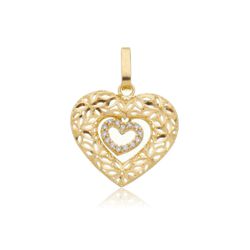 Pingente de Ouro 18k Dois Corações - 103427 - Fábrica do Ouro ®️