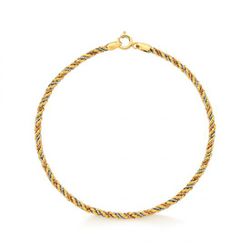 Pulseira De Ouro 18k Corda Tricolor De 2,1mm Com 1... - Fábrica do Ouro ®️