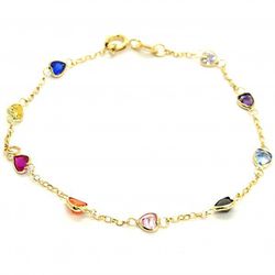 Pulseira De Ouro 18k Love Arco - Iris De 0,7mm com... - Fábrica do Ouro ®️