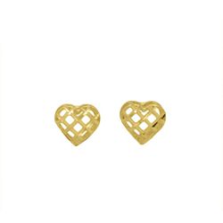 Brinco De Ouro 18k Coração Xadrez - 103381 - Fábrica do Ouro ®️