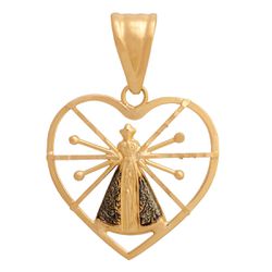 Pingente De Ouro 18k Coração Com Nossa Senhora Da ... - Fábrica do Ouro ®️
