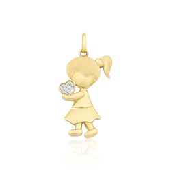 Pingente De Ouro 18k Menina Com Coração P - 103039... - Fábrica do Ouro ®️
