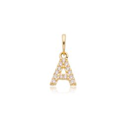 Pingente de Ouro 18k Letra A Com Zircônias - 10345... - Fábrica do Ouro ®️