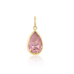Pingente Ponto De Luz De Ouro 18k Gota Rosa De 7mm... - Fábrica do Ouro ®️