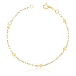 Pulseira Infantil De Ouro 18k Cartie Com 5 Bolinha... - Fábrica do Ouro ®️