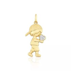 Pingente De Ouro 18k Menino Com Coração - 103587 - Fábrica do Ouro ®️