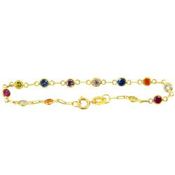 Pulseira De Ouro 18k Com Zircônias Coloridas De 3,... - FÁBRICA DO OURO - ATACADO