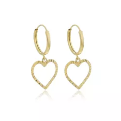 Brinco De Ouro 18k Argola Com Pingente Coração - 1... - Fábrica do Ouro ®️