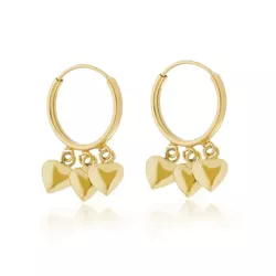 Brinco De Ouro 18k Argola Com Pingentes Trio de Co... - FÁBRICA DO OURO - ATACADO