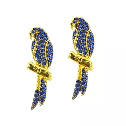 Brinco De Ouro 18k Araras Azuis - 101158 - Fábrica do Ouro ®️