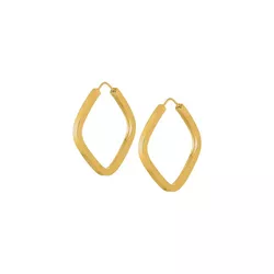 Brinco De Ouro 18k Argola Losango Plus PP - 100801 - Fábrica do Ouro ®️