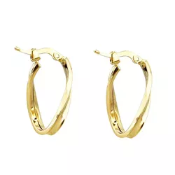 Brinco De Ouro 18k Argola Oval Detalhada - 103527 - Fábrica do Ouro ®️
