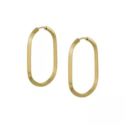 Brinco De Ouro 18k Argola Ovalada Plus M - 103011 - Fábrica do Ouro ®️