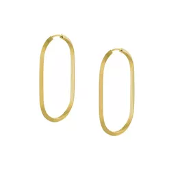 Brinco De Ouro 18k Argola Ovalada Slim G - 103015 - Fábrica do Ouro ®️