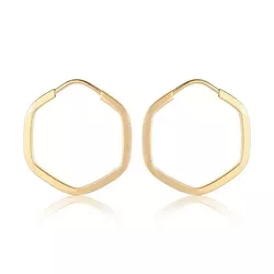 Brinco De Ouro 18k Argola Plus Hexágono PP - 10285... - FÁBRICA DO OURO - ATACADO