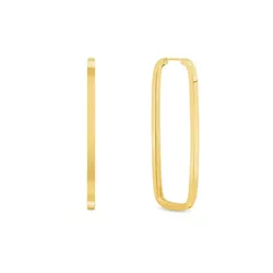 Brinco De Ouro 18k Argola Retangular Longa - 10364 - Fábrica do Ouro ®️