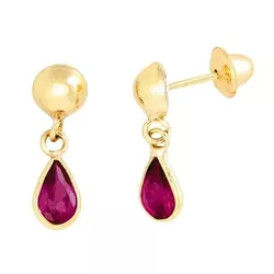 Brinco De Ouro 18k Bolinha Com Gota De Zircônia Ru... - Fábrica do Ouro ®️