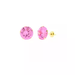 Brinco De Ouro 18k Com Pedra De Zircônia Rosa De 8... - Fábrica do Ouro ®️