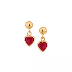Brinco De Ouro 18k Com Pedra De Zircônia Rubi Cora... - Fábrica do Ouro ®️