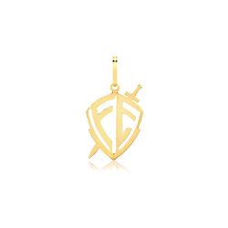 Pingente De Ouro 18k Escudo De Fé Pequeno - 101994 - Fábrica do Ouro ®️
